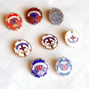 Vintage SS Baptist Christian Church Cross Pins - lot of 8 - Gold Silver Copper